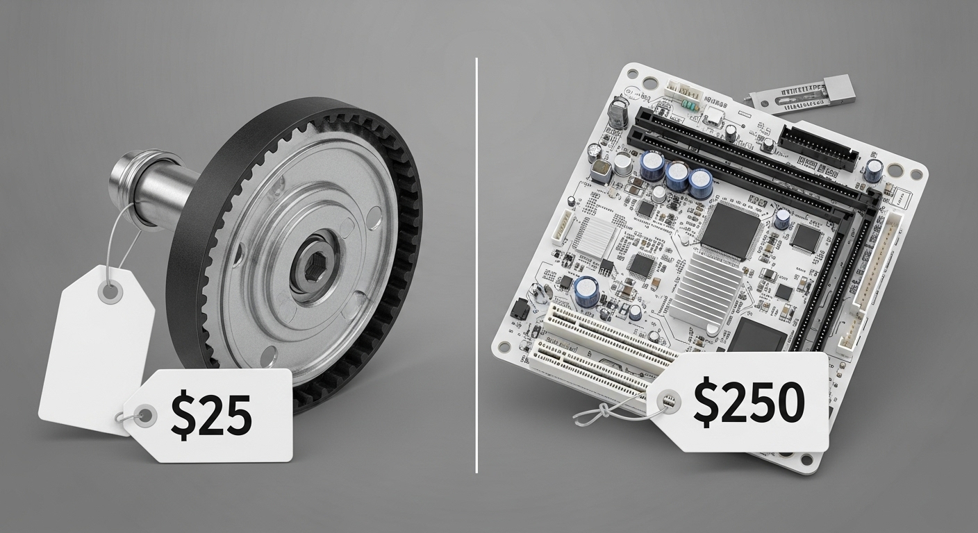 Cost comparison graphic of smart versus traditional appliance parts.