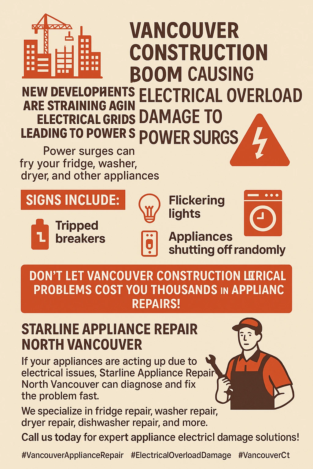 Infographic detailing key takeaways about Vancouver's electrical overload issues and appliance risks.