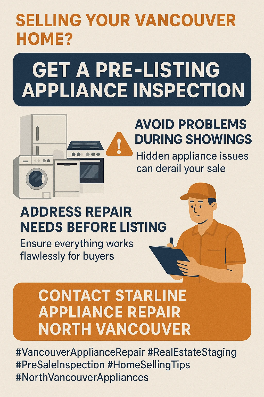Infographic detailing key takeaways for Vancouver pre-sale appliance inspections