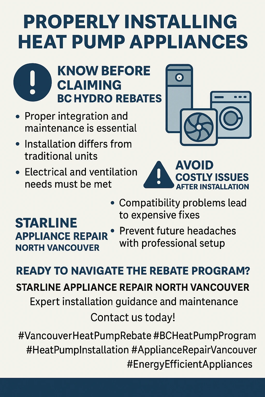 Vancouver heat pump rebate key takeaways infographic