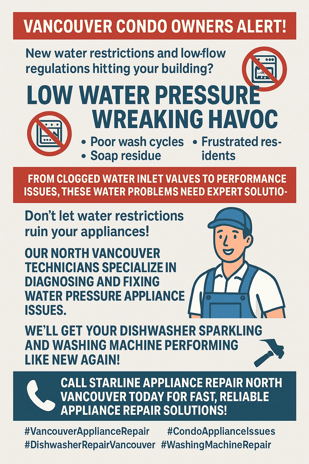 Infographic of key takeaways on Vancouver low water pressure appliance problems