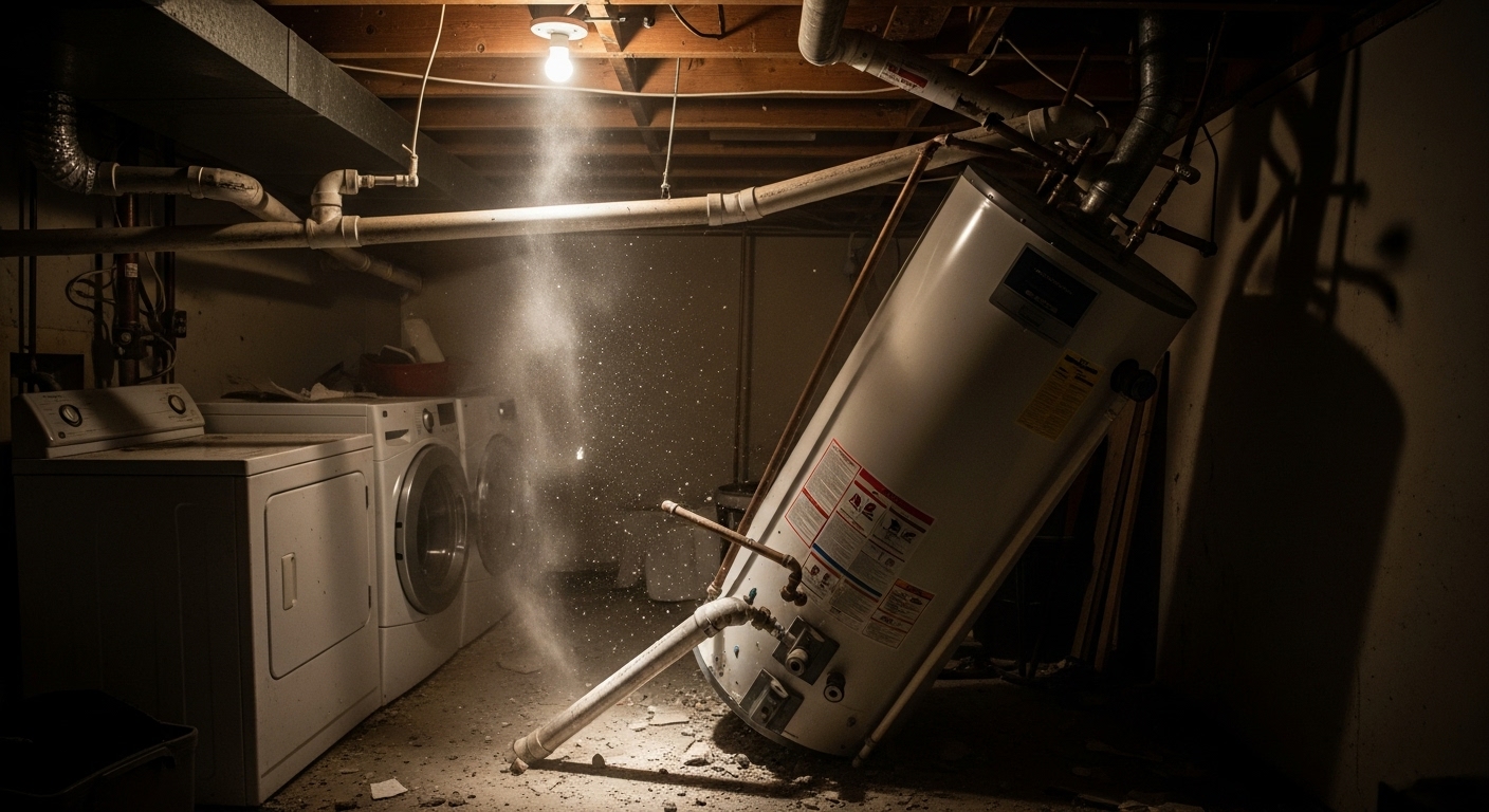 Unsecured water heater earthquake damage risk