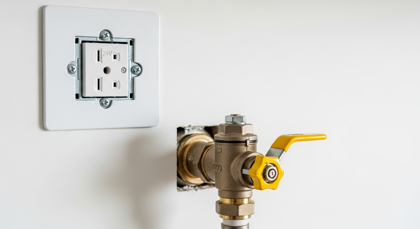 Gas and electrical utility preparation for kitchen appliances