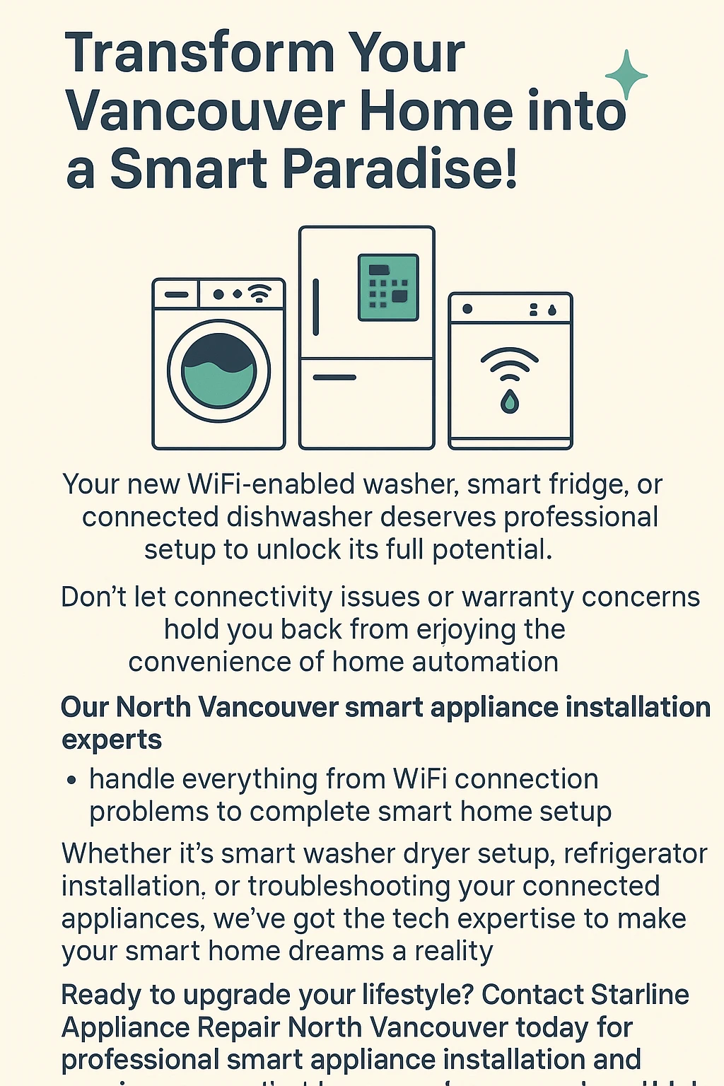 Smart appliance installation Vancouver infographic key takeaways