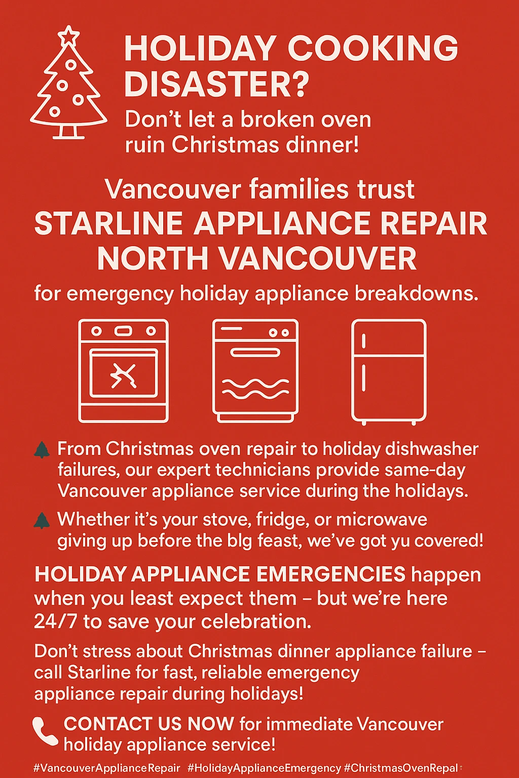 Vancouver appliance repair holiday emergency tips infographic