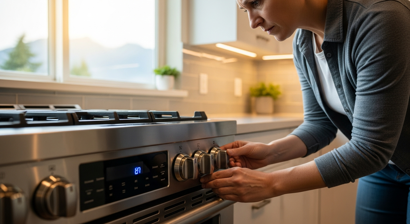 Vancouver homeowner checking kitchen range knobs